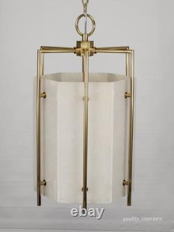 VINTAGE 1990s Hudson Valley Lighting Flatbush Alabaster Stone Lantern
