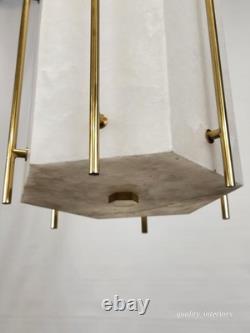 VINTAGE 1990s Hudson Valley Lighting Flatbush Alabaster Stone Lantern