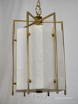 VINTAGE 1990s Hudson Valley Lighting Flatbush Alabaster Stone Lantern