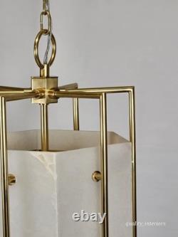 VINTAGE 1990s Hudson Valley Lighting Flatbush Alabaster Stone Lantern