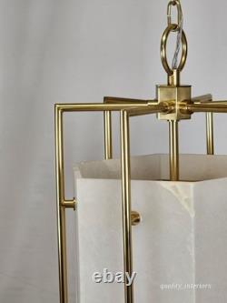 VINTAGE 1990s Hudson Valley Lighting Flatbush Alabaster Stone Lantern