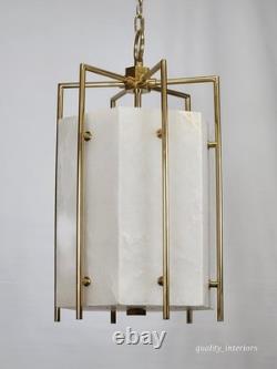 VINTAGE 1990s Hudson Valley Lighting Flatbush Alabaster Stone Lantern