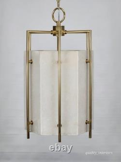 VINTAGE 1990s Hudson Valley Lighting Flatbush Alabaster Stone Lantern