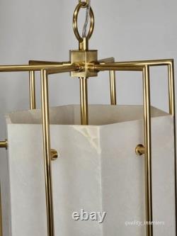 VINTAGE 1990s Hudson Valley Lighting Flatbush Alabaster Stone Lantern