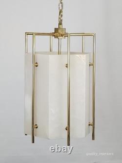 VINTAGE 1990s Hudson Valley Lighting Flatbush Alabaster Stone Lantern