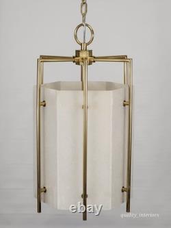 VINTAGE 1990s Hudson Valley Lighting Flatbush Alabaster Stone Lantern