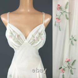 VINTAGE 50s White Sheer Chiffon Nightgown and Robe Peignoir Set Lantern Sleeves