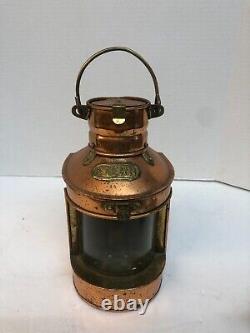 VINTAGE ANTIQUE STERN Ship Nautical Lantern Copper Brass