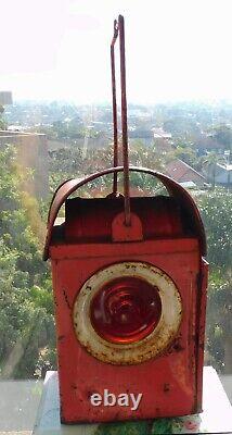 VINTAGE Antique 1900s Pierce Red Railway Lamp Lantern