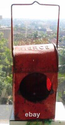 VINTAGE Antique 1900s Pierce Red Railway Lamp Lantern