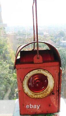 VINTAGE Antique 1900s Pierce Red Railway Lamp Lantern
