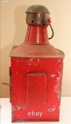 VINTAGE Antique RED Ship Lantern, Made in NORWAY by H. HENRIKSEN AS