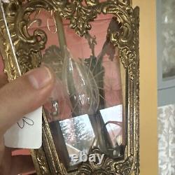 VINTAGE BRASS HALL FOYER LANTERN 4 SIDE French PENDANT CEILING LIGHT Glass Sides