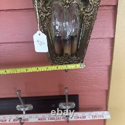 VINTAGE BRASS HALL FOYER LANTERN 4 SIDE French PENDANT CEILING LIGHT Glass Sides