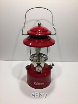 VINTAGE COLEMAN 200A BURGUNDY RED LANTERN With Original Box Papers And Receipt