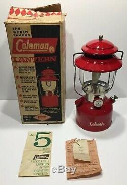 VINTAGE COLEMAN 200A BURGUNDY RED LANTERN With Original Box Papers And Receipt