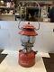 VINTAGE COLEMAN 200A LANTERN Red Round Globe Glass SINGLE MANTLE MADE IN USA