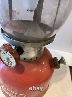 VINTAGE COLEMAN 200A LANTERN Red Round Globe Glass SINGLE MANTLE MADE IN USA