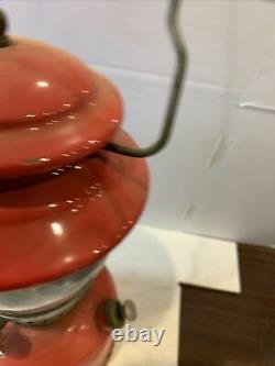 VINTAGE COLEMAN 200A LANTERN Red Round Globe Glass SINGLE MANTLE MADE IN USA