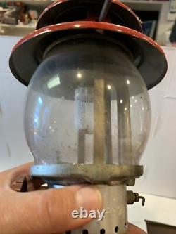 VINTAGE COLEMAN 200A LANTERN Red Round Globe Glass SINGLE MANTLE MADE IN USA