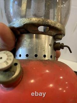 VINTAGE COLEMAN 200A LANTERN Red Round Globe Glass SINGLE MANTLE MADE IN USA