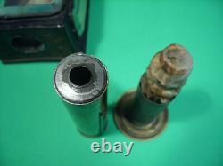 VINTAGE EARLY AMERICAN TIN & BRASS HAND LANTERN w BEVELED GLASS LOT HL