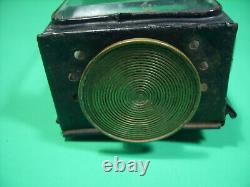 VINTAGE EARLY AMERICAN TIN & BRASS HAND LANTERN w BEVELED GLASS LOT HL