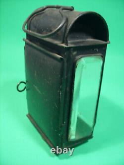VINTAGE EARLY AMERICAN TIN & BRASS HAND LANTERN w BEVELED GLASS LOT HL