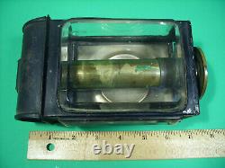 VINTAGE EARLY AMERICAN TIN & BRASS HAND LANTERN w BEVELED GLASS LOT HL