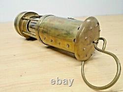 VINTAGE E. Thomas & Williams BRASS MINERS LAMP / LANTERN Gas Light ANTIQUE