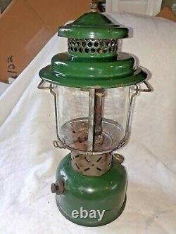 VINTAGE GREEN COLEMAN 1945 GASOLINE LANTERN With YELLOW DECAL