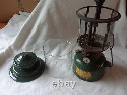 VINTAGE GREEN COLEMAN 1945 GASOLINE LANTERN With YELLOW DECAL