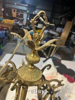 VINTAGE SOLID BRASS LANTERN CHANDELIER 28 X 13 in, SPAINISH, ITAILIAN design