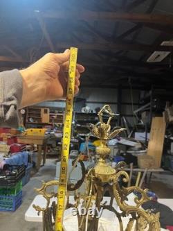 VINTAGE SOLID BRASS LANTERN CHANDELIER 28 X 13 in, SPAINISH, ITAILIAN design