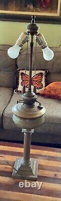 VINTAGE antique tall Brass KEROSENE OIL LAMP lantern double socket