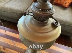 VINTAGE antique tall Brass KEROSENE OIL LAMP lantern double socket