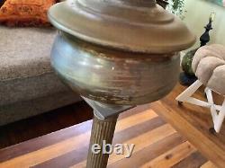 VINTAGE antique tall Brass KEROSENE OIL LAMP lantern double socket