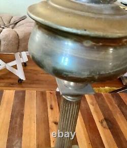 VINTAGE antique tall Brass KEROSENE OIL LAMP lantern double socket