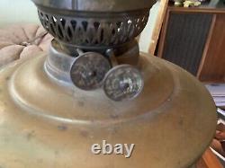 VINTAGE antique tall Brass KEROSENE OIL LAMP lantern double socket