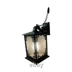 VL1079 Antique c1920 Large Craftsman Outdoor Lantern Herwig Lighting Restored