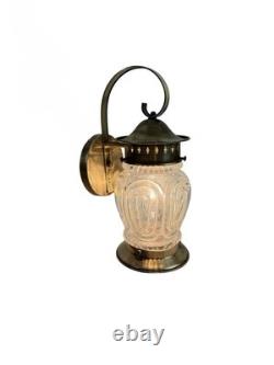 VL1299 Vintage c1940s Brass Lantern Sconce Molded Glass Shade Mint Restored