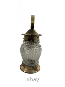 VL1299 Vintage c1940s Brass Lantern Sconce Molded Glass Shade Mint Restored