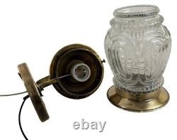 VL1299 Vintage c1940s Brass Lantern Sconce Molded Glass Shade Mint Restored