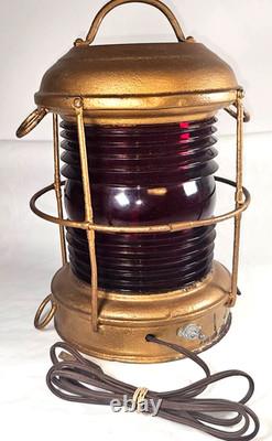 VTG 12 1/4 PERKO Perkins Marine Red Glass Lamp & HDWR Lantern Lighting Brooklyn