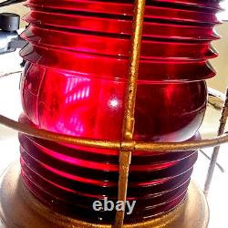 VTG 12 1/4 PERKO Perkins Marine Red Glass Lamp & HDWR Lantern Lighting Brooklyn