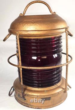 VTG 12 1/4 PERKO Perkins Marine Red Glass Lamp & HDWR Lantern Lighting Brooklyn