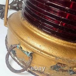 VTG 12 1/4 PERKO Perkins Marine Red Glass Lamp & HDWR Lantern Lighting Brooklyn