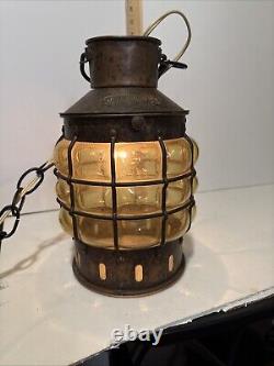 VTG Ankerlight DHR Holland Bubble Glass Lantern Nautical Wired Light Fixture 13