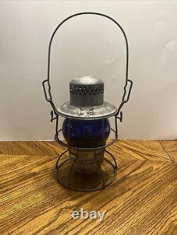 VTG Antique Adlake Kero Rare Blue Globe Railroad Lantern