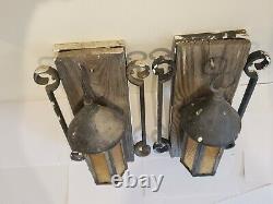 VTG Gothic arts and crafts porch light scones lantern lamp fixtures antique